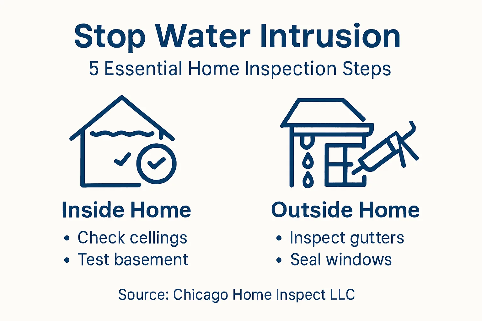 Infographic showing home water intrusion prevention steps