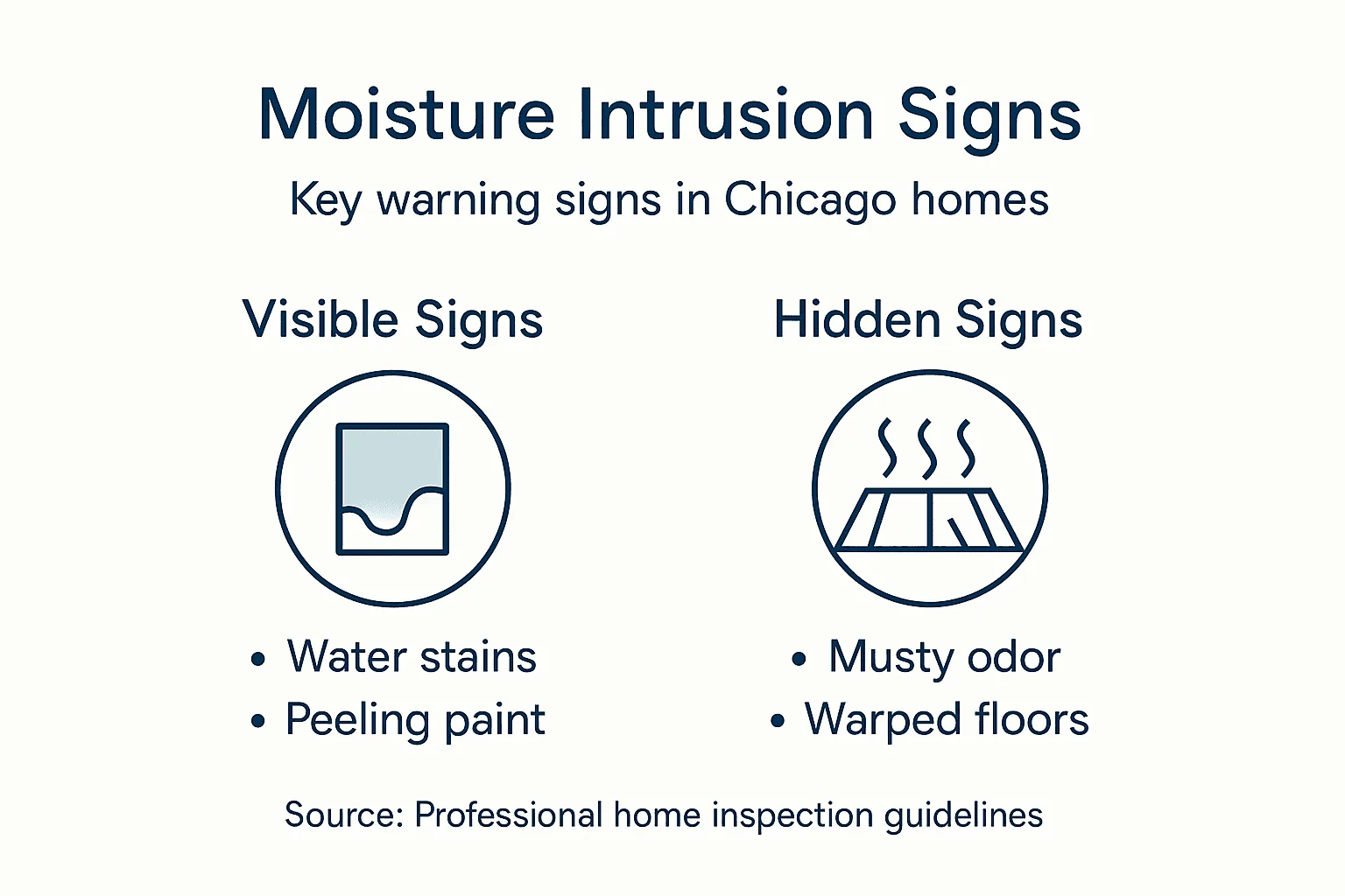 Infographic showing visible and hidden moisture signs