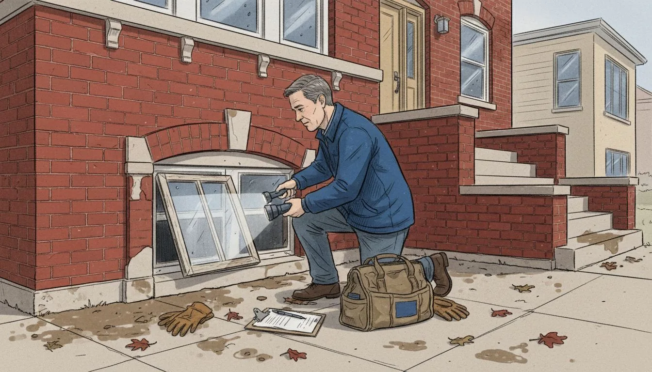 Inspector checking foundation of older Chicago home