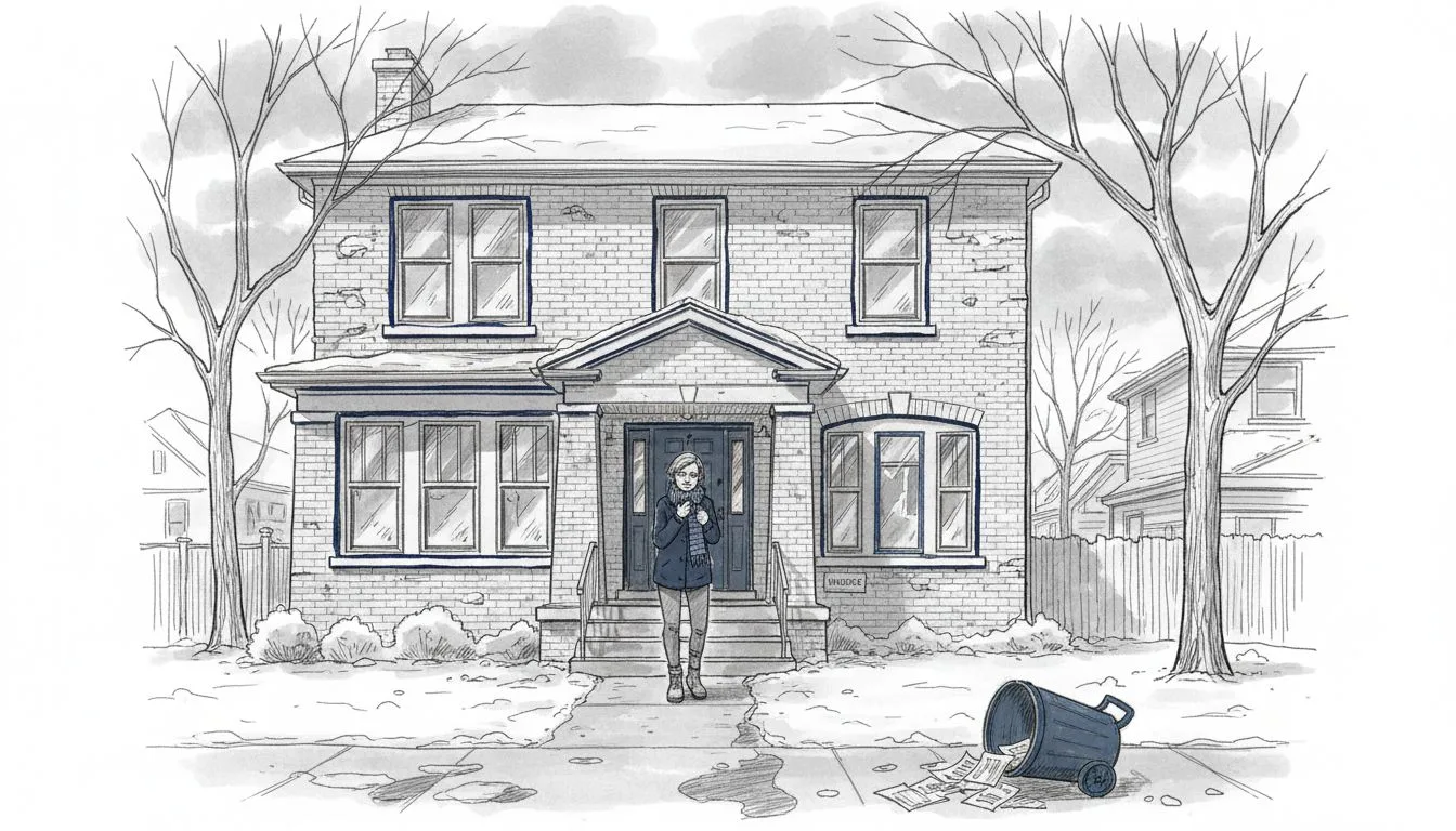 Chicago homeowner on snowy porch in winter