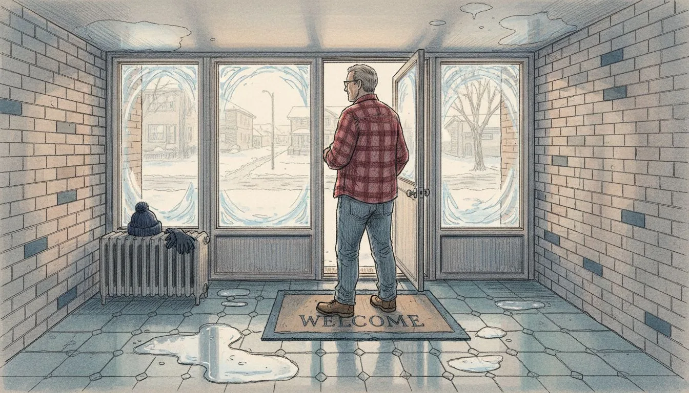 Chicago homeowner checking winter safety indoors