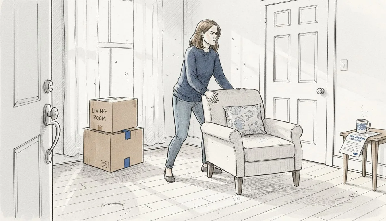 Homebuyer prepares townhouse interior for inspection