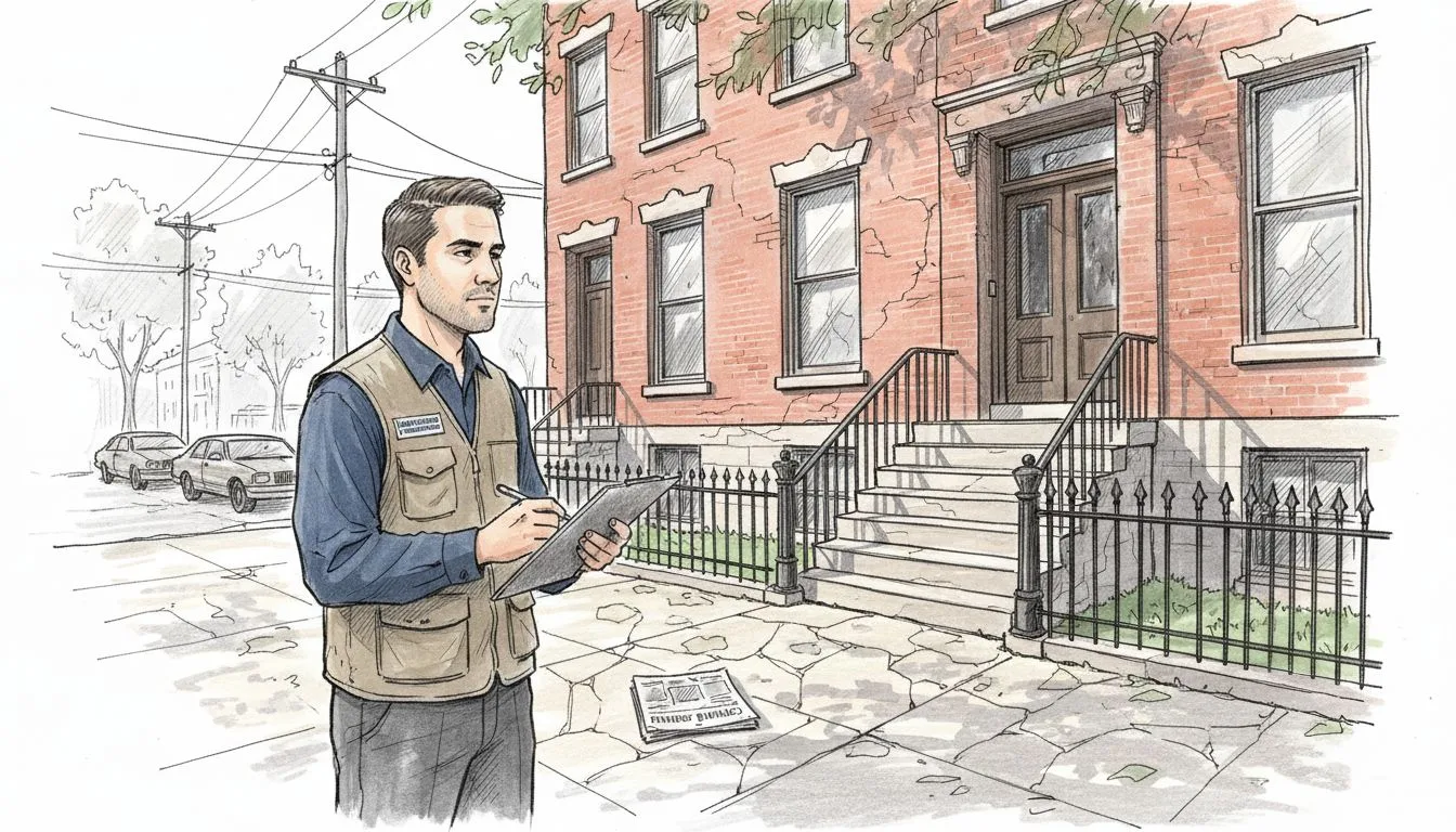 Inspector checks Chicago townhouse entrance