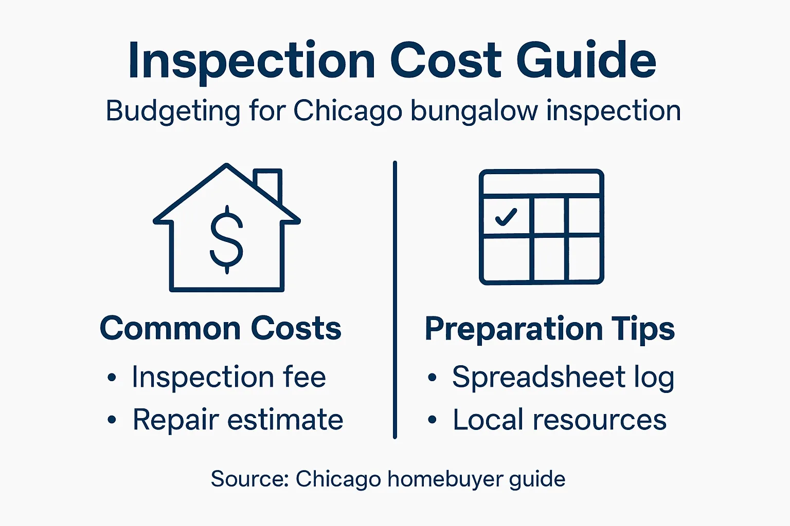 Infographic detailing inspection costs and tips