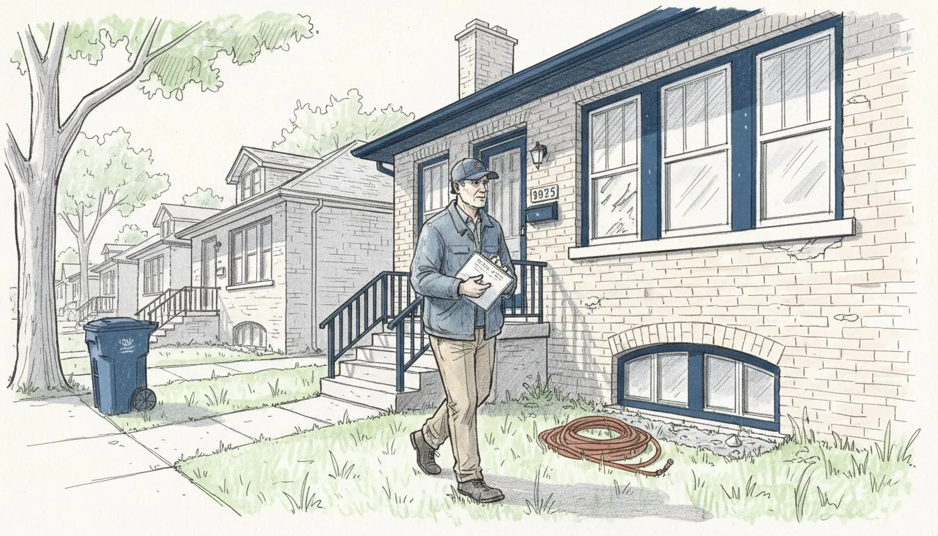 Inspector evaluating Chicago bungalow exterior