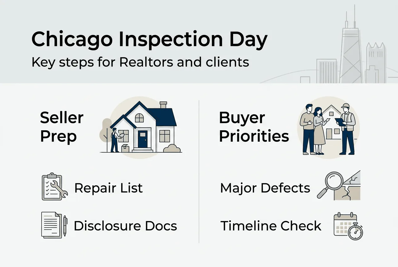 Infographic summarizing Chicago home inspection steps