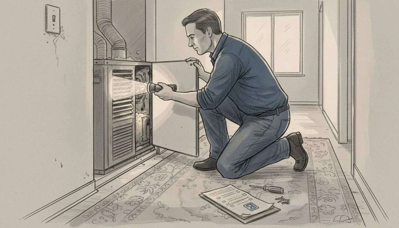 HVAC inspection in Chicago condo hallway