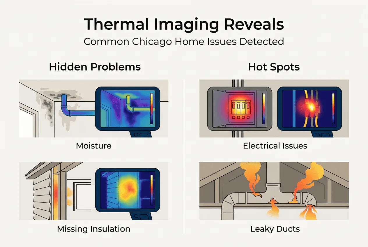 Infographic showing common thermal imaging findings