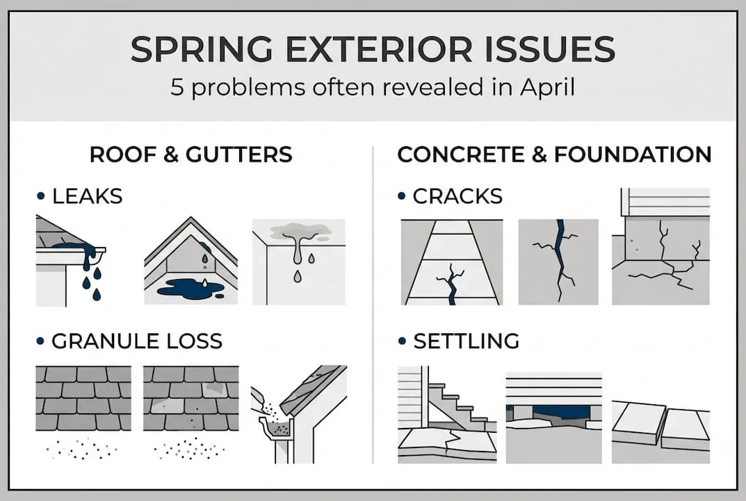Infographic covering five spring exterior issues