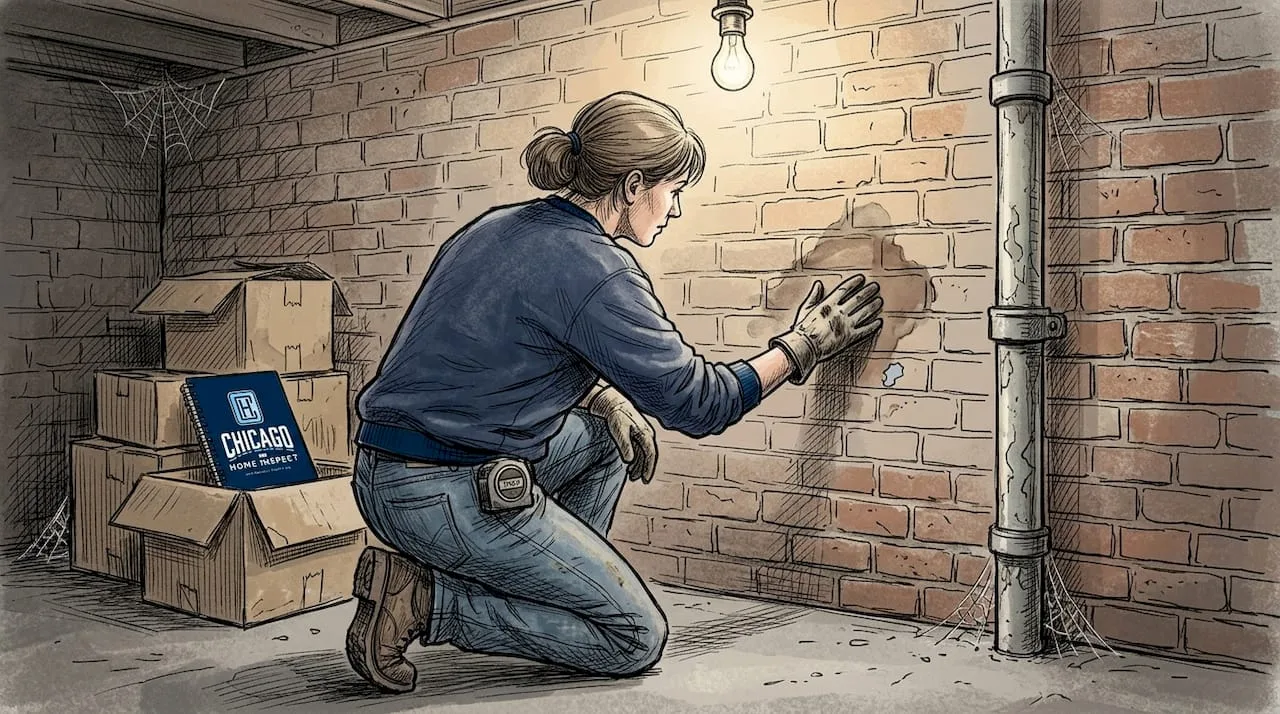 Homeowner checking basement for hidden issues