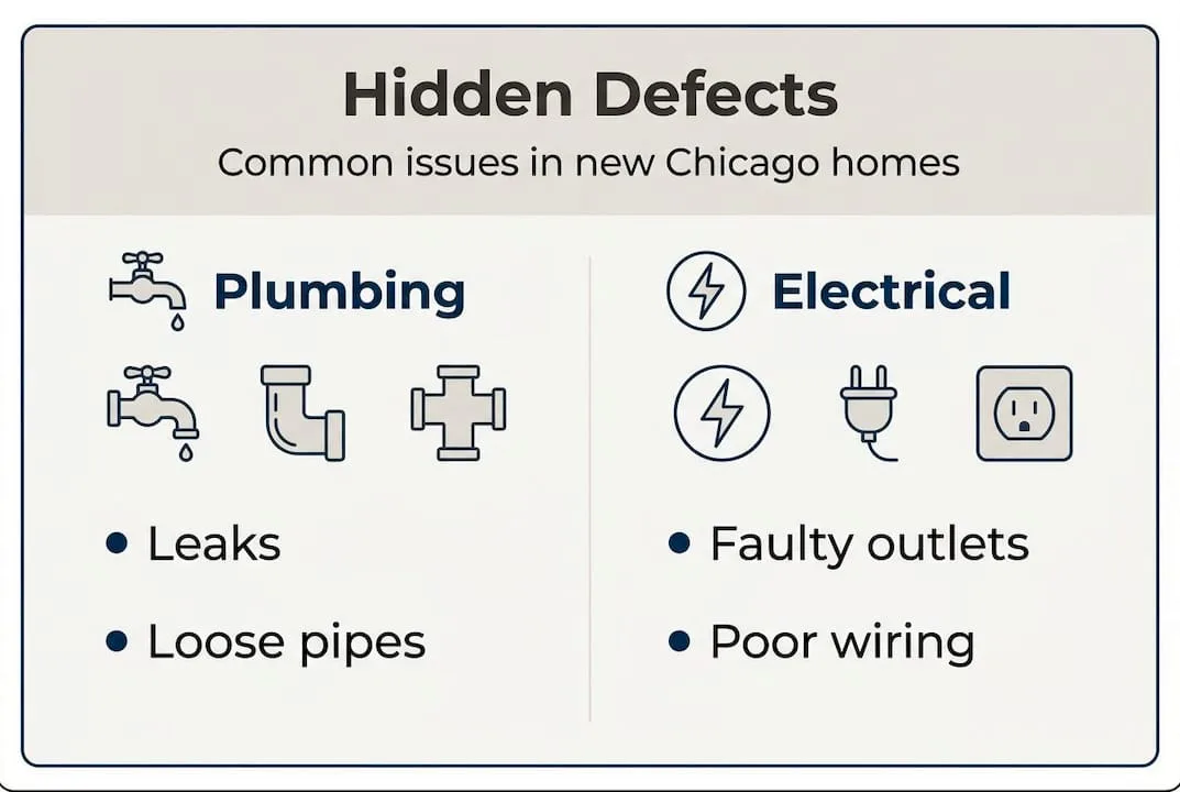 Infographic showing plumbing and electrical defects