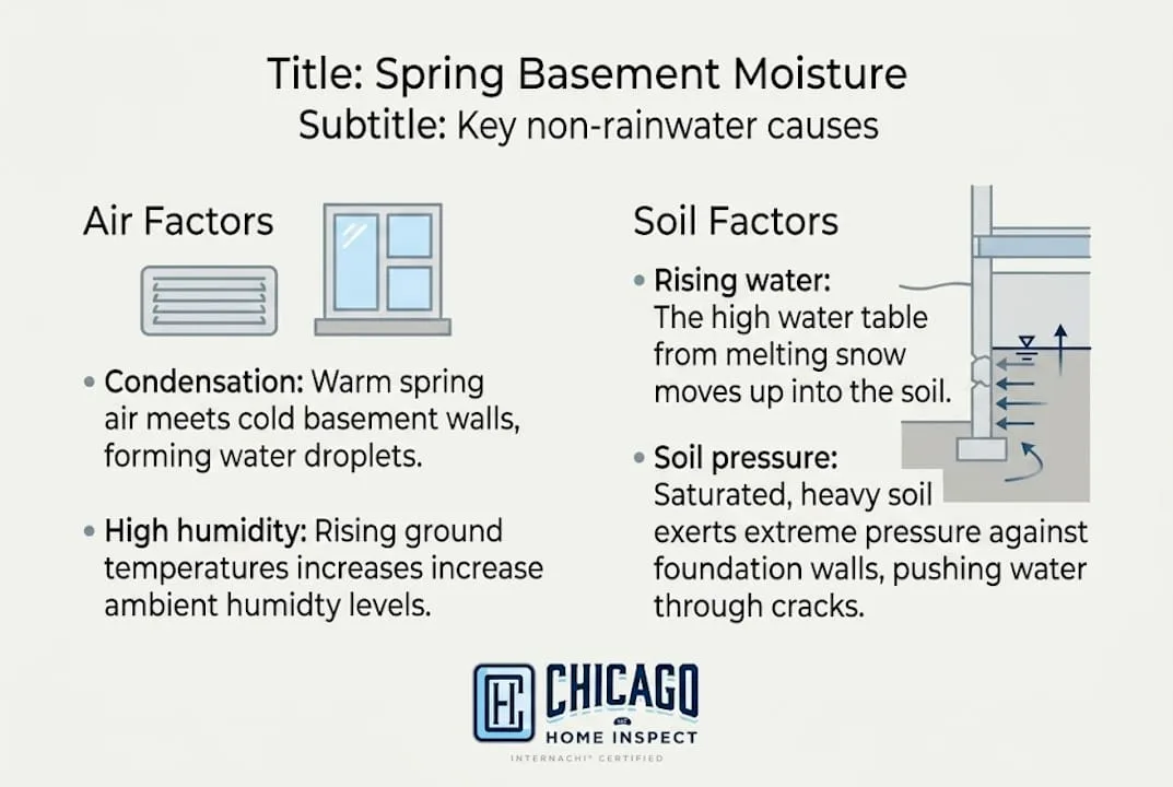 Infographic on spring basement moisture causes