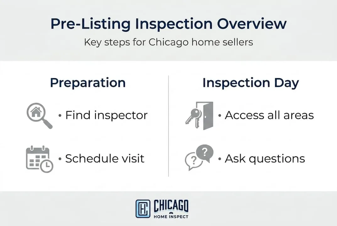 Infographic showing pre-listing inspection steps for Chicago