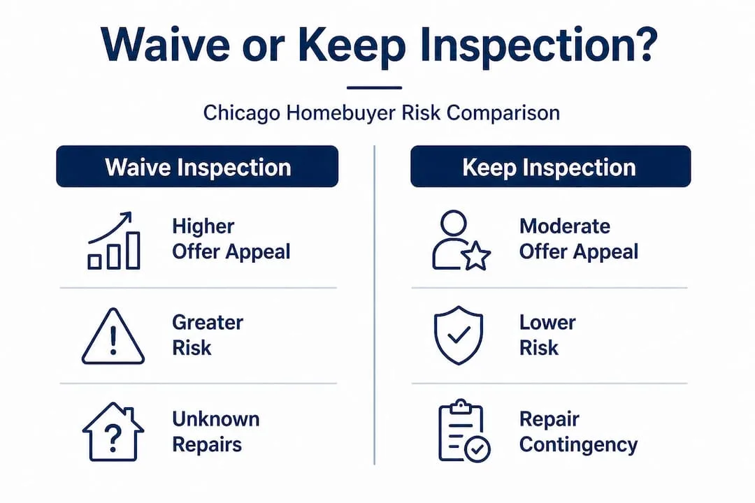 Infographic comparing waiving vs. keeping inspection
