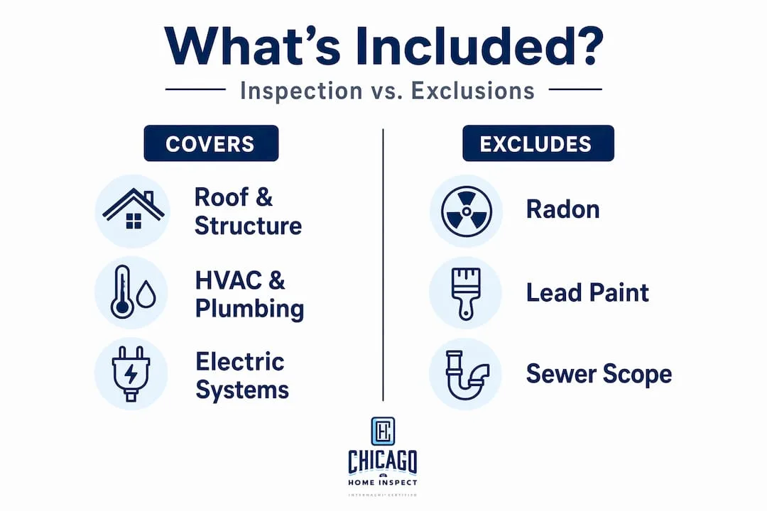 Infographic comparing included and excluded inspection items