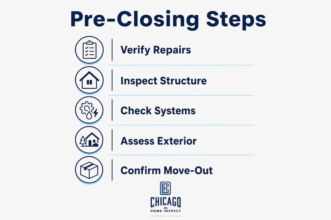 Infographic of step-by-step pre-closing inspection checklist