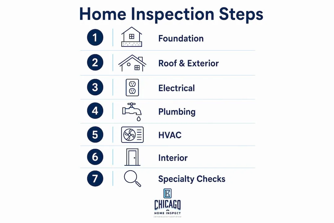 Infographic illustrating home inspection checklist steps
