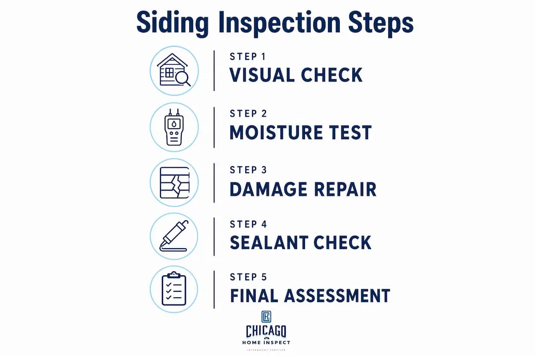 Infographic with five siding inspection steps