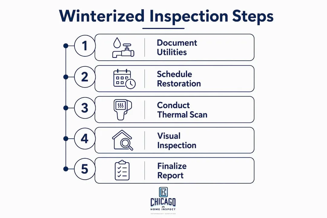 Infographic showing winterized home inspection step process