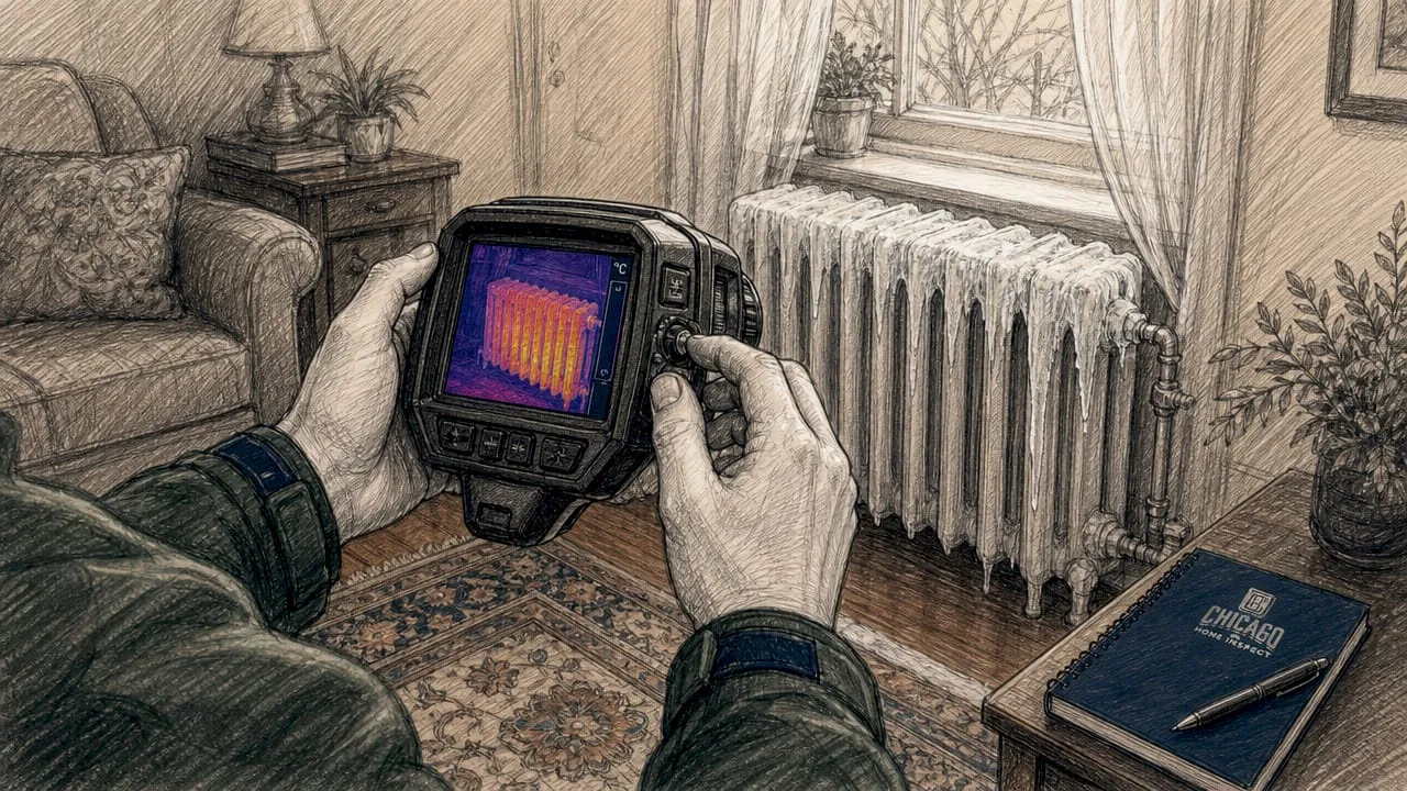 Hands using thermal imaging camera under sink pipe
