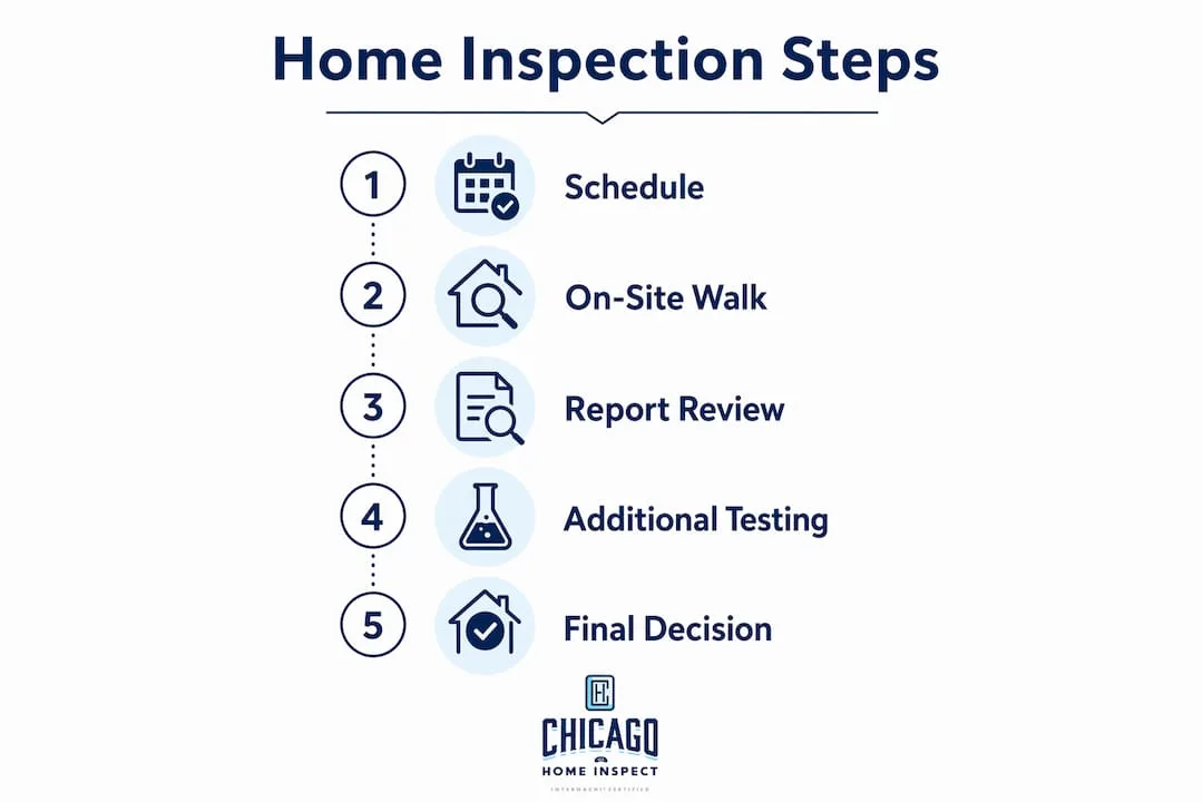 Infographic showing home inspection process steps