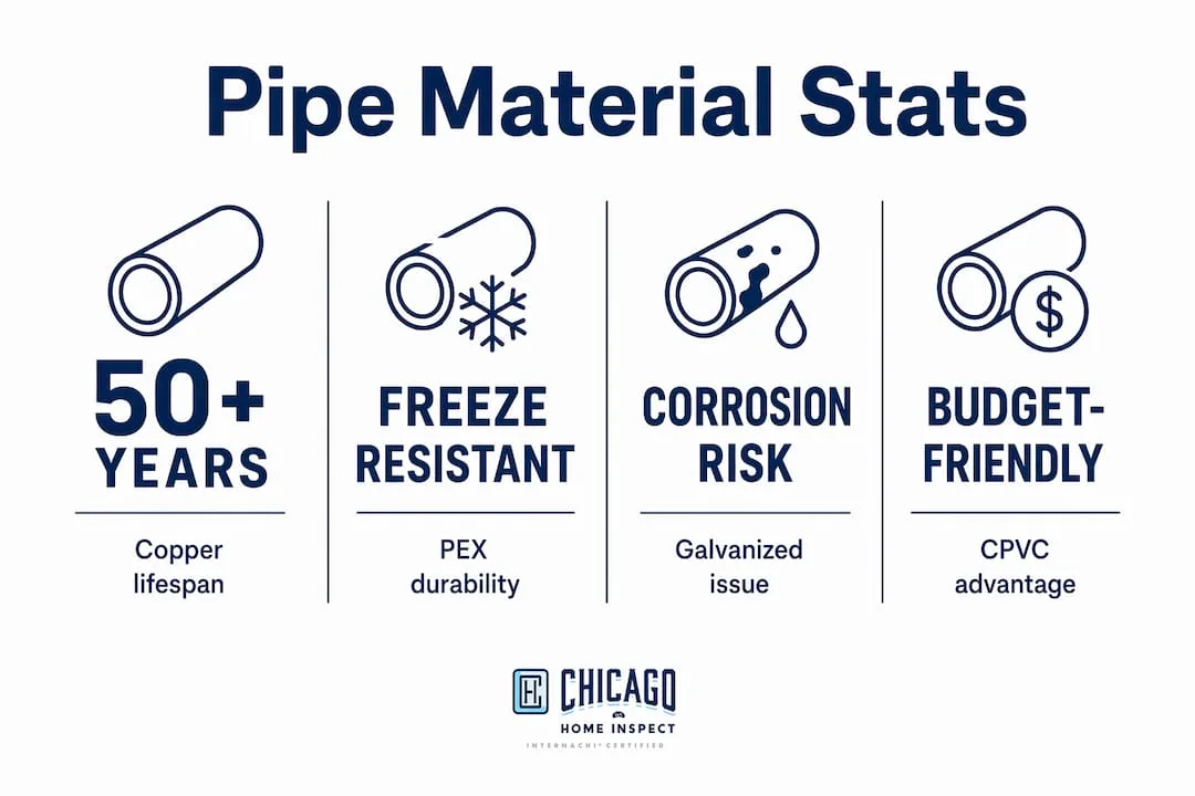 Infographic comparing plumbing pipe materials