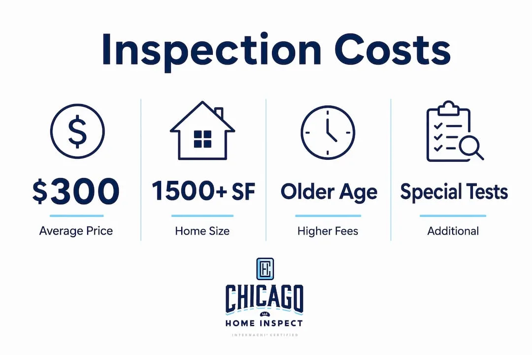Infographic showing key home inspection cost factors