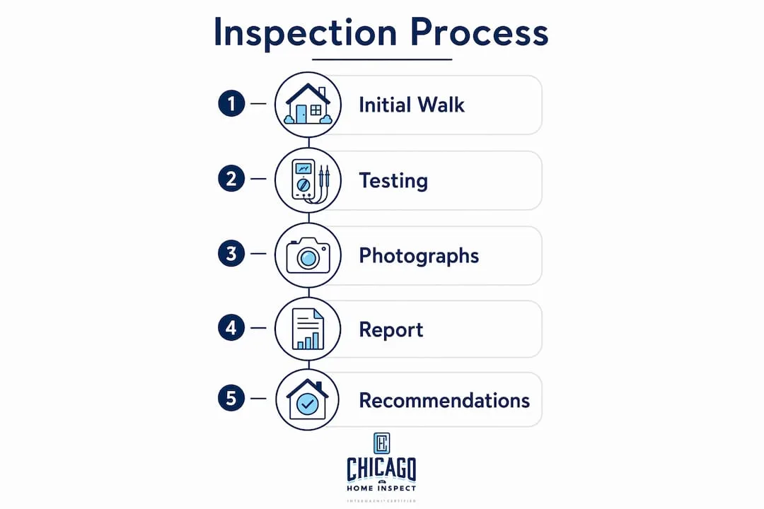 Infographic showing estate home inspection process steps